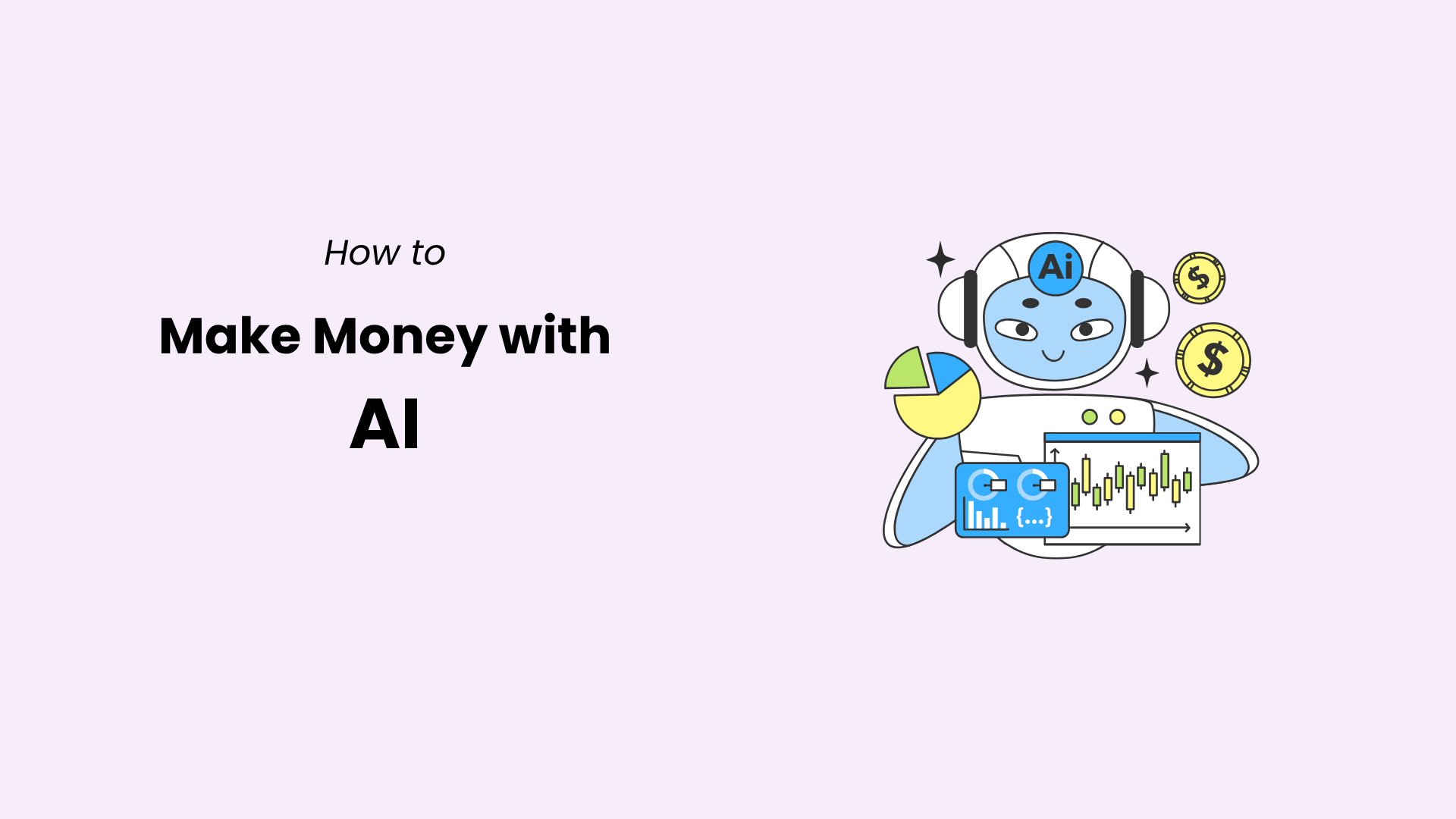 Illustration showing how to make money with AI tools